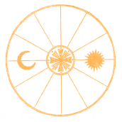 Circle icon containing a sun and moon